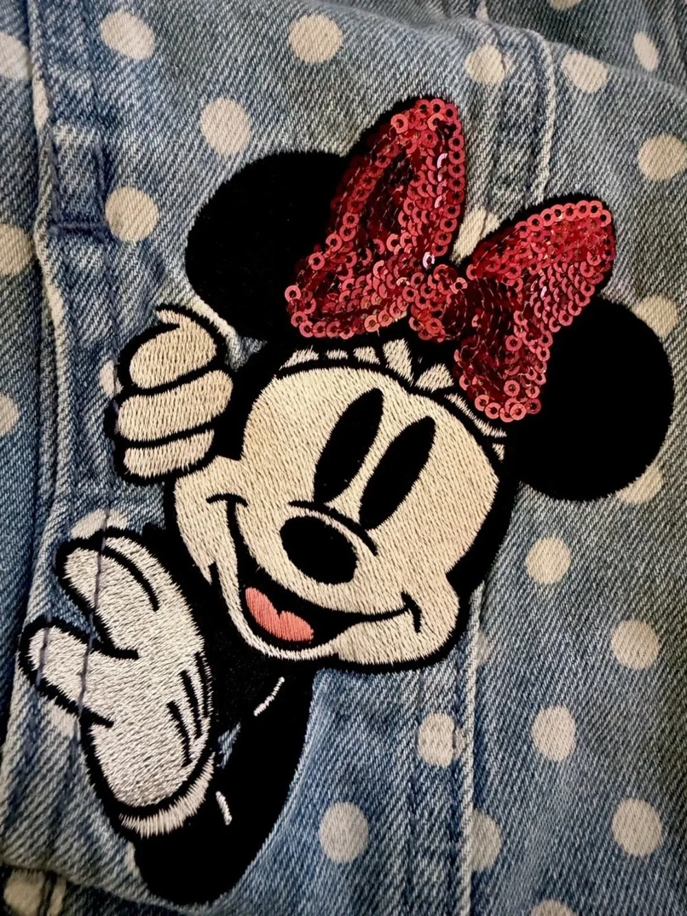 Disney Store Orlando- Minnie Mouse Polka-Dot Denim Jacket Girls Size 7/8